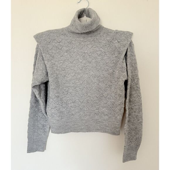 ASTR the Label Textured Turtleneck Wool Blend Light Gray Sweater Sz XS - Picture 3 of 9